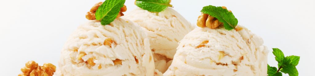 Walnut ice cream Scoops of walnut ice cream